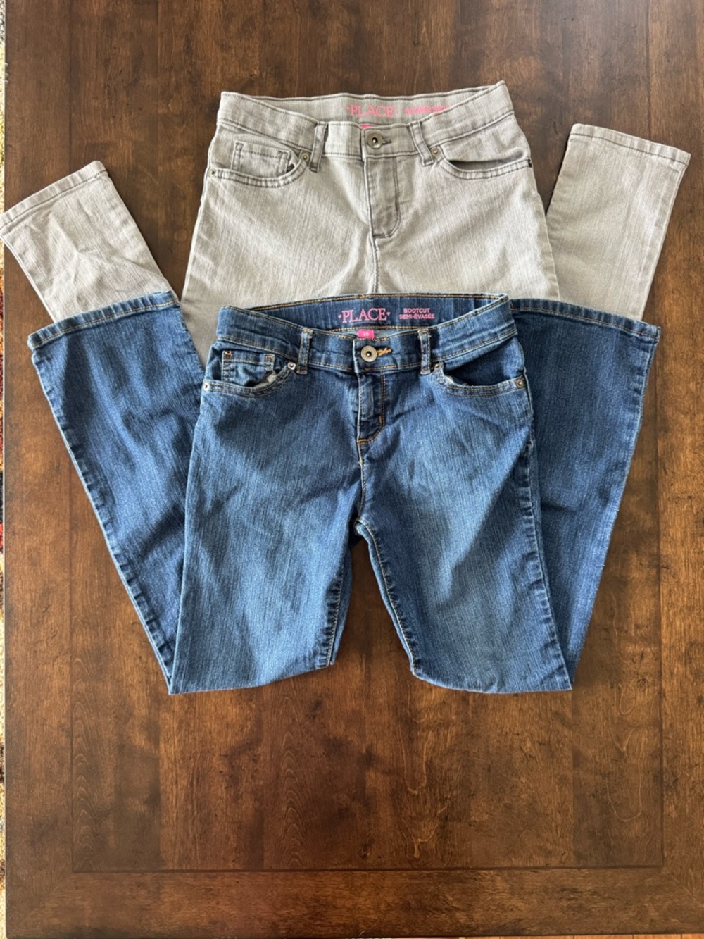 The Children's Place Girls Blue Bootcut, Grey Super Skinny Jeans Size 10- 2 Pack